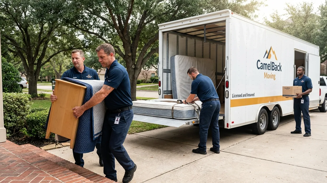 Crew loading residential truck for cross-state move from Richwood, OH