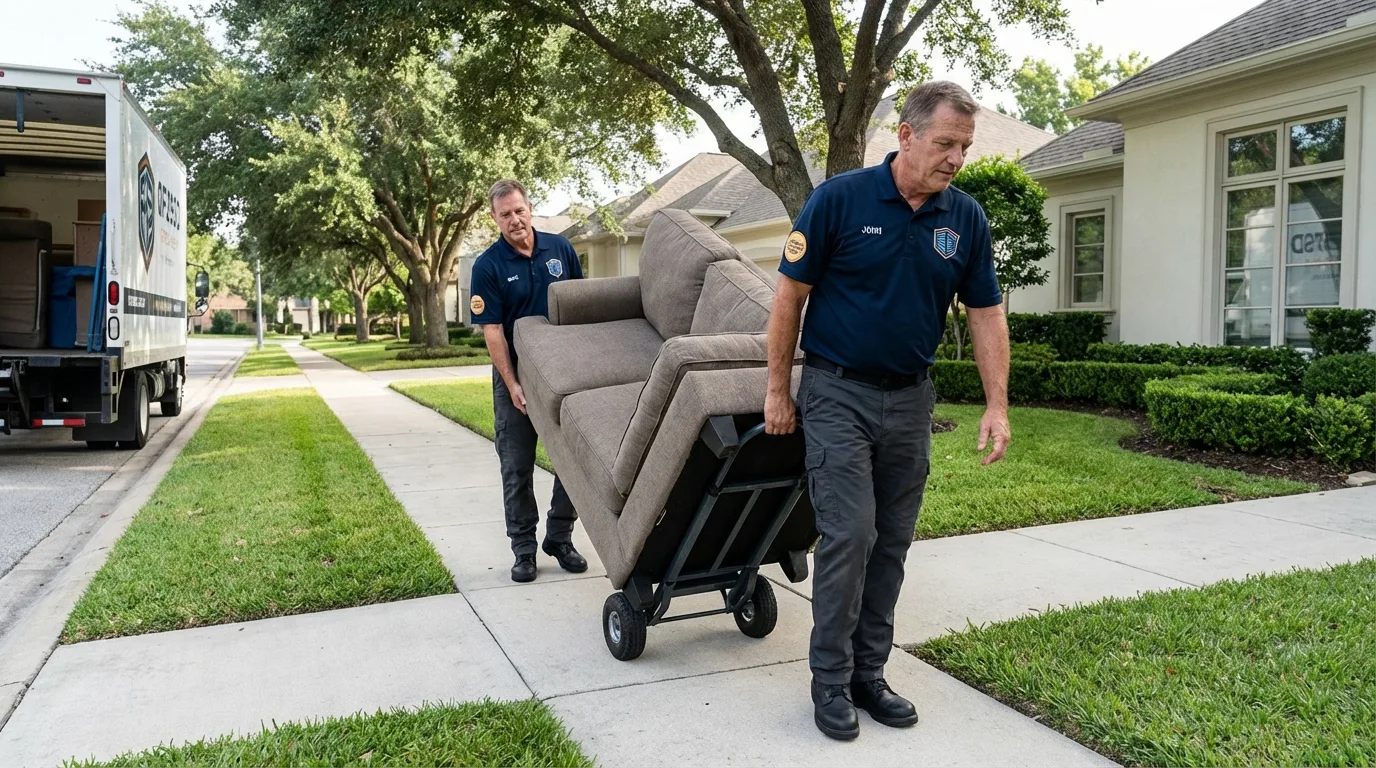 Local residential moving crew loading furniture in Richwood, OH
